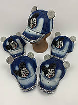 Дитячі джинсові кепки з вушками для дівчаток оптом, р.50 (ktn2072)