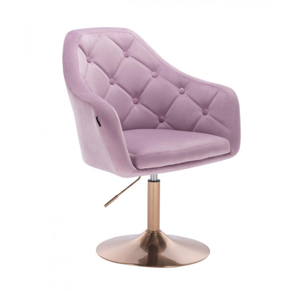 Перукарське крісло на пневматиці Hrove Form HR831 верес велюр основа золото