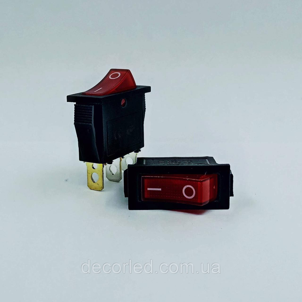 Перемикач KCD3-102/N ON-OFF (3pin) 10 А;250 Daier червоний 70321 Китай, фото 1