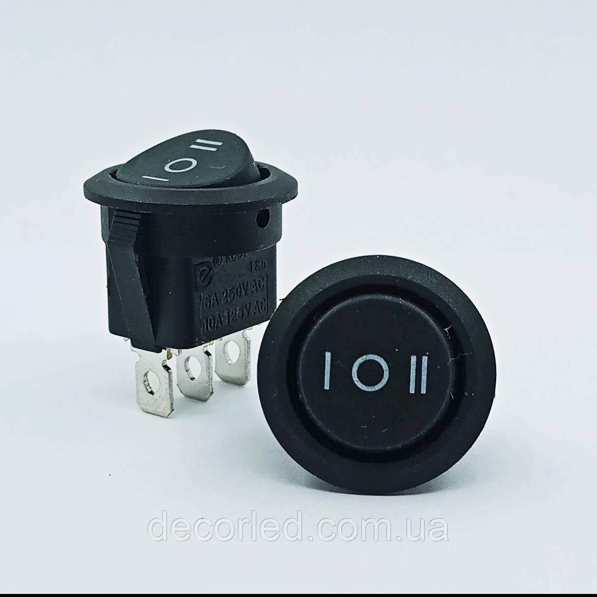 Кнопка з фіксацією KCD1-103-8 ON-OFF-ON (3pin) чорний Daier 70325 Китай, фото 1