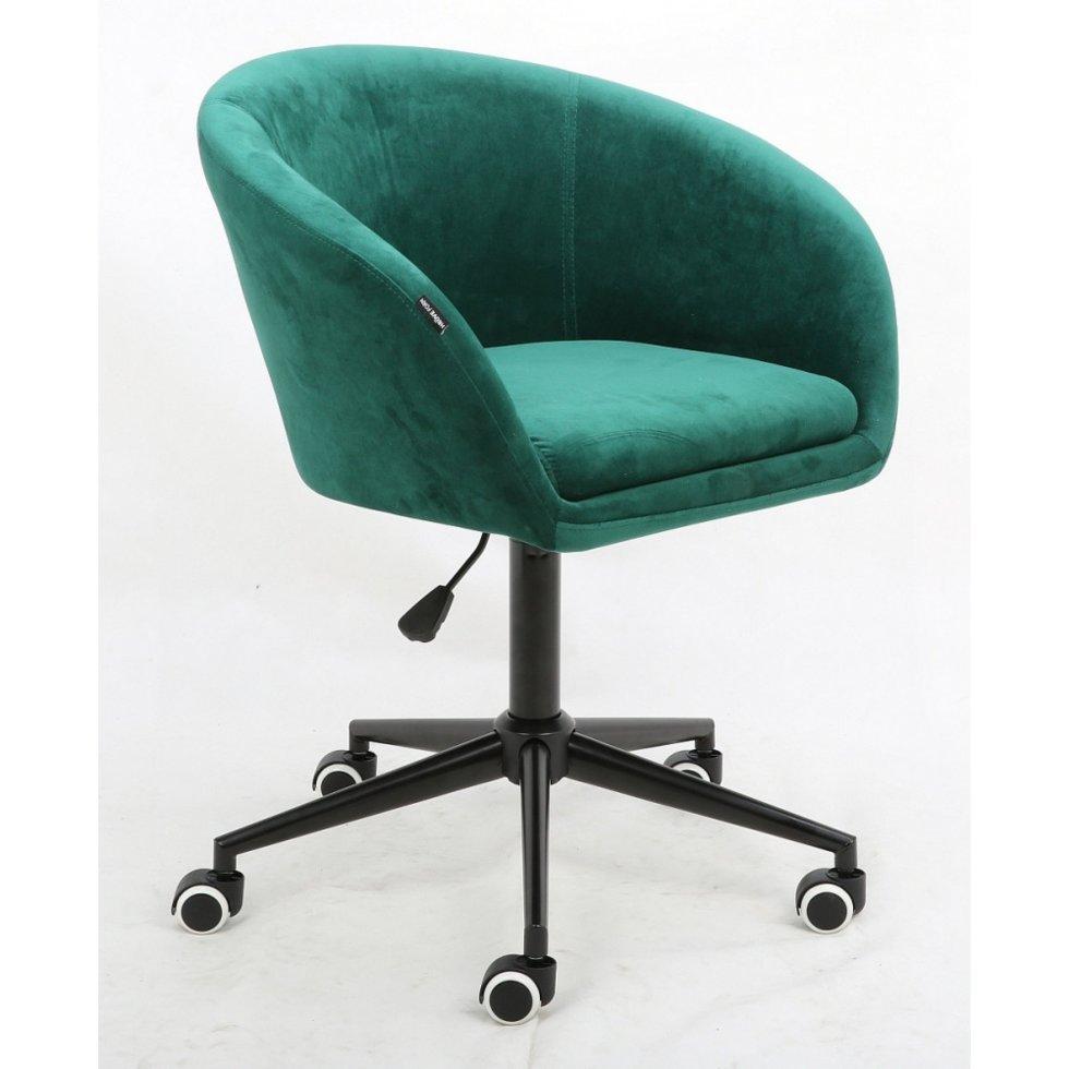 Перукарське крісло на пневматиці Hrove Form HR8326K зелений велюр чорна хрестовина, фото 1