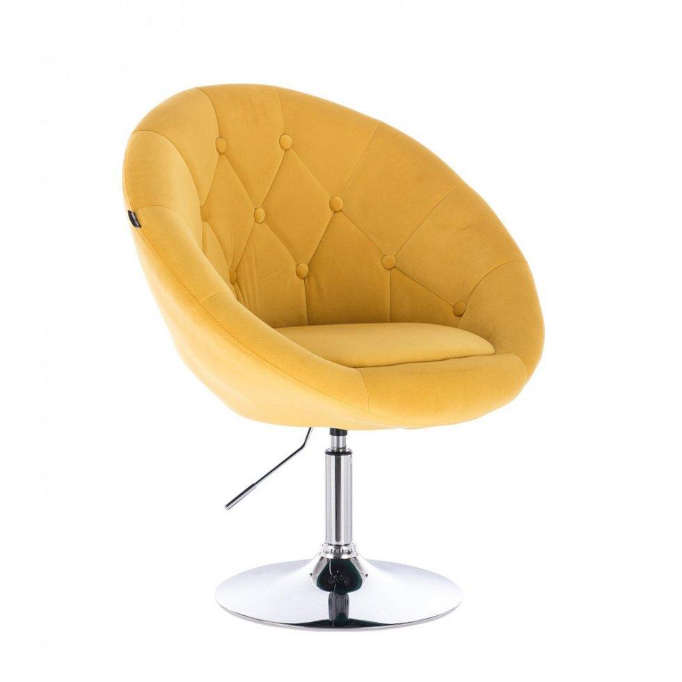 Перукарське крісло на пневматиці Hrove Form HR8516 жовтий велюр