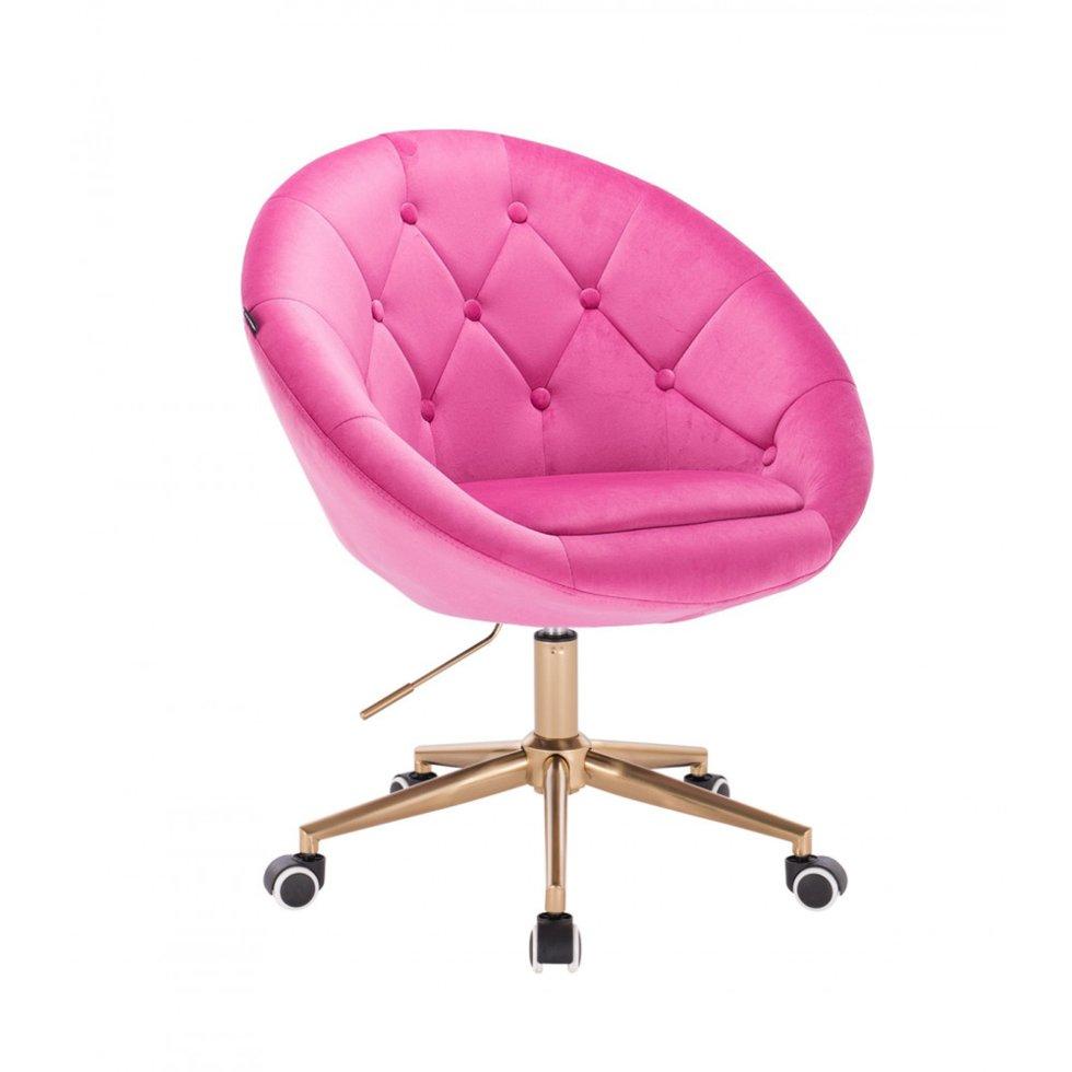 Перукарське крісло на пневматиці Hrove Form HR8516K малиновий велюр з гудзиками основа золото