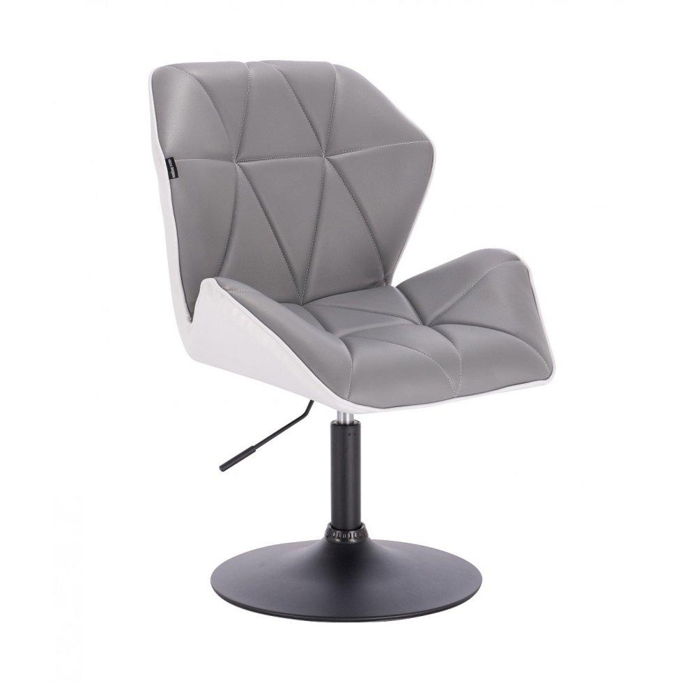 Перукарське крісло на пневматиці Hrove Form HR212N Сіро-білий кожзам чорна основа