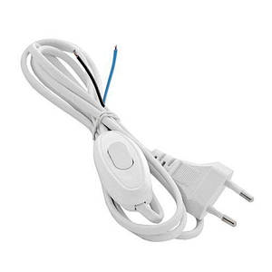 Вилка +вимикання+шнур 2м білий\чорний 80843