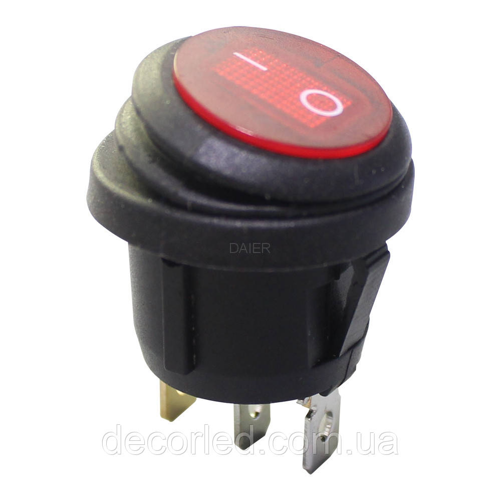 Перемикач KCD1-5-101WN вологозахисний ip65 + підсвітка 220V КРАСНИЙ 81140 Китай, фото 1