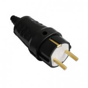 Вилка з землею В16-362, каучук 16А,250В (Білорусь) чорна 81157