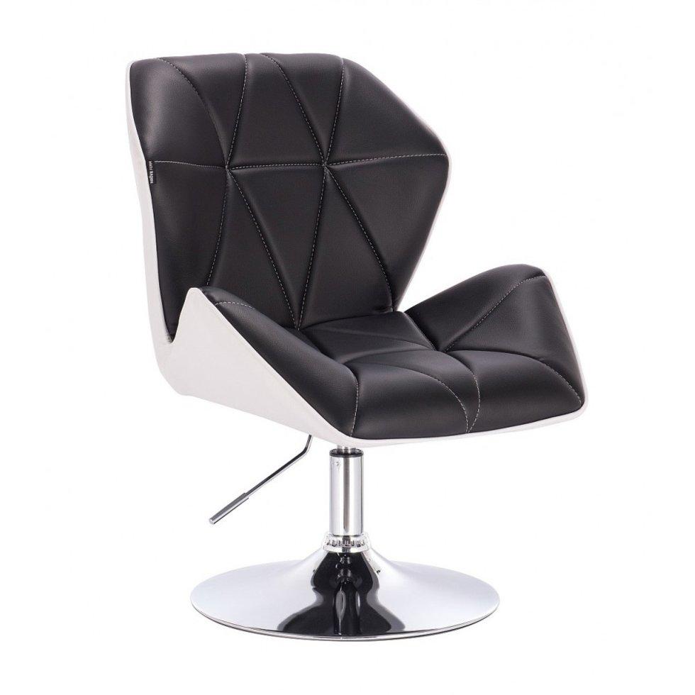 Перукарське крісло на пневматиці Hrove Form HR212 чорно-біла кожзам основа хром