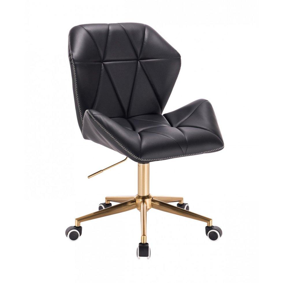 Перукарське крісло на пневматиці Hrove Form HR212 чорний кожзам колеса золото, фото 1