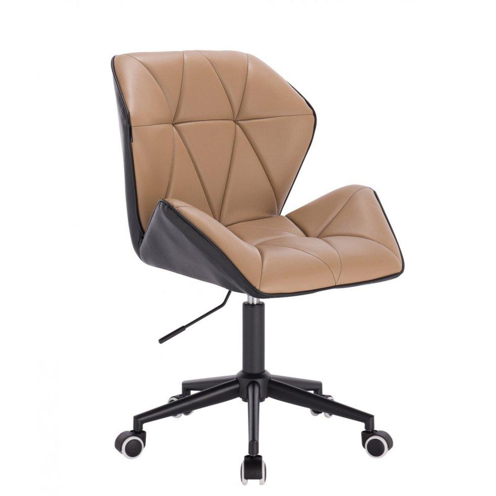 Перукарське крісло на пневматиці Hrove Form HR212 карамельно-чорний кожзам чорні колеса