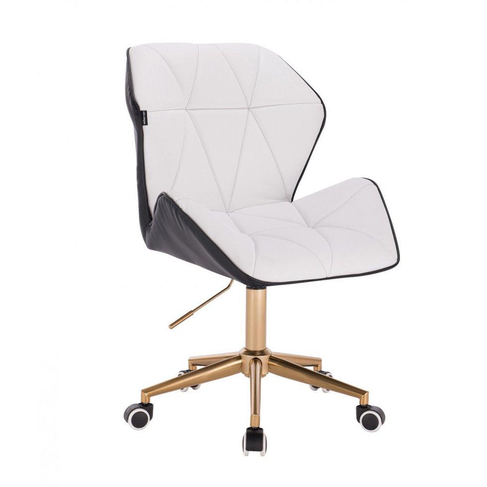 Перукарське крісло на пневматиці Hrove Form HR212 біло-чорний кожзам колеса золото