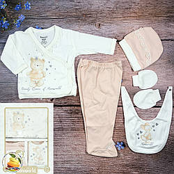 Набір 5 предметів на виписку "Персиковий колір" Розмір: 0 - 3 місяці (20036-1)