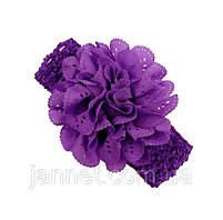 Фіолетова дитяча пов'язка на голову - окружність 30-46см, квітка 9см