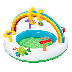 Дитячий ігровий надувний басейн з аркою Bestway дитині від 1 року на 156 літрів, 91х56 см, різнобарвний