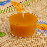 Кругла прозора воскова чайна свічка 18г для аромаламп та лампадок; натуральний бджолиний віск