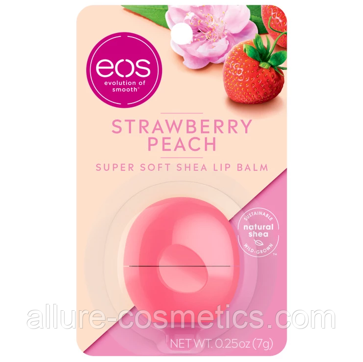 Бальзам для губ EOS strawberry peach полуниці і персика - фото 1 - id-p1116983200