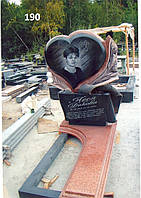 Женский памятник на кладбище Черное сердце на вечном огне 1800*800