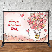 Банер 3х2м "Happy valentine's Day (Персиковий)" для святкової фотозони (вініловий)