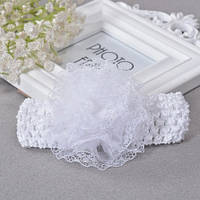 Дитяча пов'язка з квіткою на голову універсальний білий