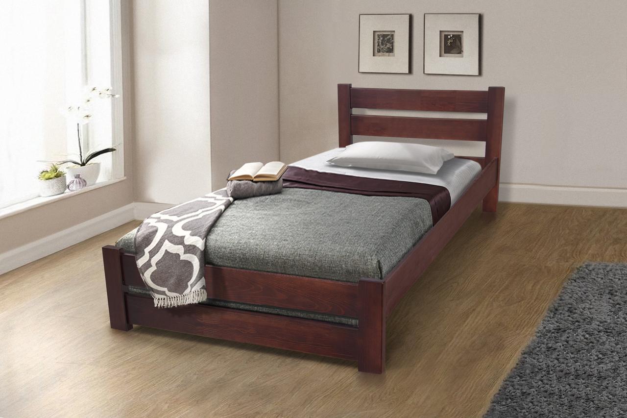 Ліжко односпальне дерев'яне Глорія 90-200 см (темний горіх)
