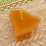 Воскова чайна свічка Дзвіночок в пластиковому прозорому контейнері; натуральний бджолиний віск, фото 3