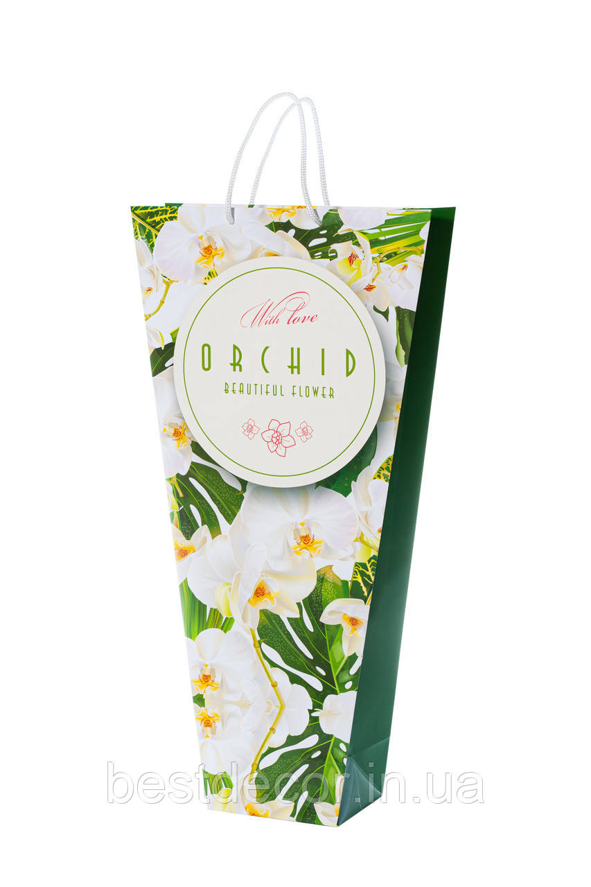 Флористическая сумка 52 см "Орхидея #4" зеленая - фото 1 - id-p1116922508