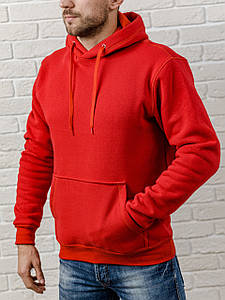 Чоловіча толстовка з капюшоном тепле червоне худі, кофта, кенгурушка/ ОСЕНЬ-Зима
