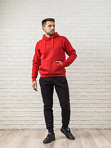 Теплий чоловічий спортивний костюм, червона худі та теплі спортивні штани (колір на вибір)