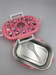 Дитячий ланч бокс для їжі з ложкою Hello Kitty 19,5х13х5,5 див., рожевий