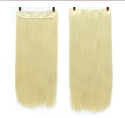 Волосся на заколках штучне накладне пряме блонд треси (5ZAK-Sblond613), фото 1