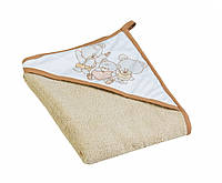 Детское махровое полотенце с капюшоном Tega Mis TG-071 100х100 см., бежевое
