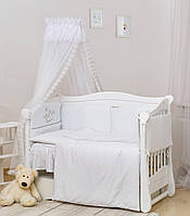 Постельный комплект с балдахином для детской кроватки Twins Romantik, 7 элементов R-004 Vintage Baby, белый