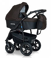 Детская универсальная коляска 3 в 1 Verdi Sonic Plus c сумкой для мамы и аксессуарами, коричневая