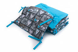 Захисні бортики у дитяче ліжко Twins Premium Сердечка 60х40 см., блакитні