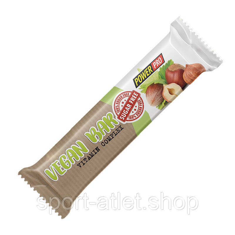 Батончик Power Pro Vegan Bar Sugar Free, 60 грам - горіхи та сухофрукти, фото 1