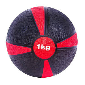 М'яч медичний медбол 1 кг червоний колір діаметр 19 см для фітнесу м'яч