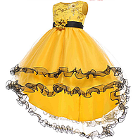 Платье детское жолто-черное бальное выпускное нарядное для девочки в садик или школу.