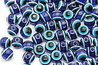 Бусины Глаз, диаметр 4мм, Синий с голубым, +- 100шт в упаковке