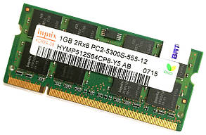 Оперативна пам'ять для ноутбука Hynix SODIMM DDR2 1Gb 667MHz PC2-5300s 2R8 CL5 (HYMP512S64CP8-Y5 AB) Б/В