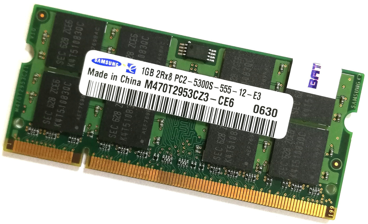 Оперативная память для ноутбука Samsung SODIMM DDR2 1Gb 667MHz 5300s 2R8 CL5 (M470T2953CZ3-CE6) Б/У