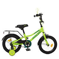 Двухколесный велосипед PROF1 14Д Y14225 Prime салатовый для детей с дополнительными колесами