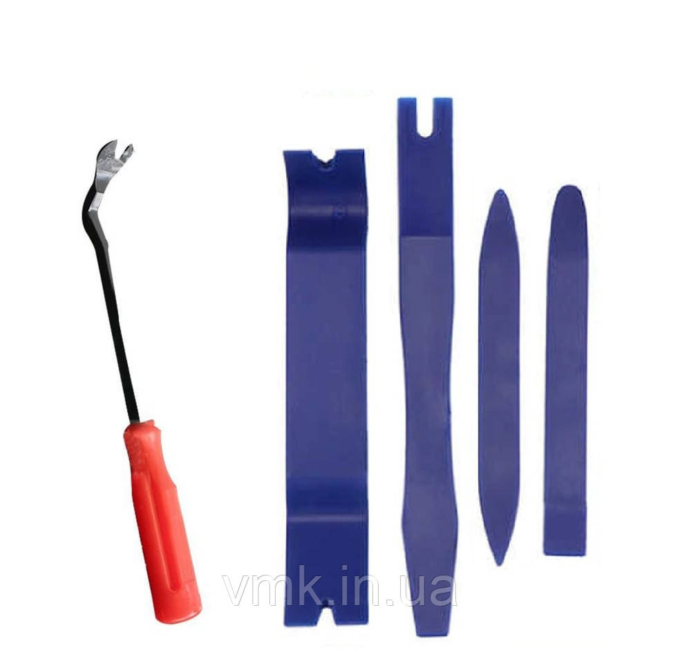 Набір інструментів для зняття обшивки (облицювання) авто 5 шт. Синій колір