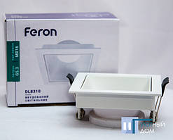 Вбудований світильник Feron DL8310 білий квадрат поворотний
