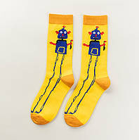 Желтые носки с роботом унисекс