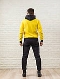 Чоловіча толстовка з капюшоном тепла - ексклюзивний дизайн худі: жовто-чорна, кофта, кенгурушка / ОСІНЬ-ЗИМА, фото 2