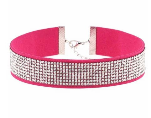 Чокер зі стразами рожева основа, фото 1