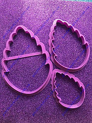 Набір пластикових вирубок "Листя троянди" 5,6,8 см