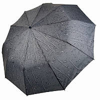Складной женский зонт полуавтомат "Капли дождя" от SL, темно серый, 0497SL-1