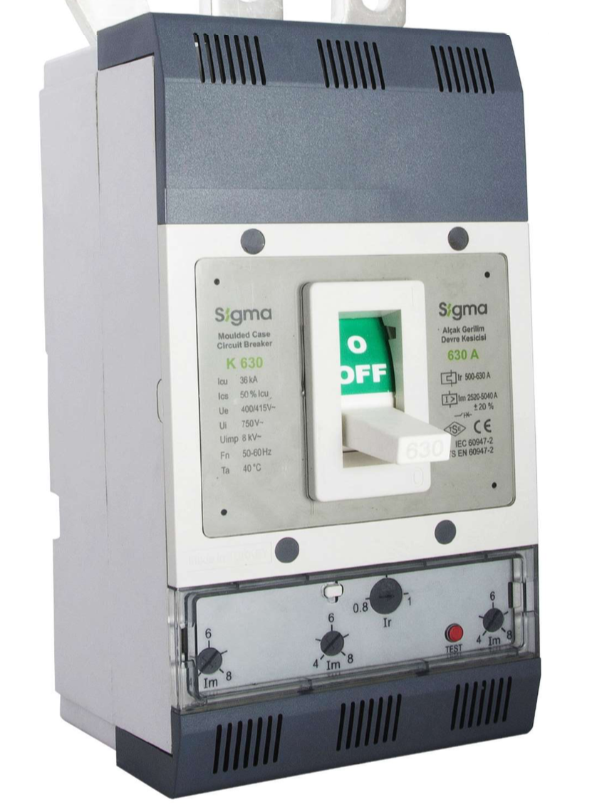 Автоматичний вимикач трьохполюсний в литому корпусі, 630 ампер, струм К. З. 36 кА, тип 3K630