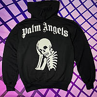 Толстовка чёрная Palm Angels skeleton | худи Палм Анжелс | Палм Ангелс кенгуру